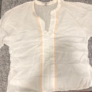 J Crew flowy sheer white blouse with split neck